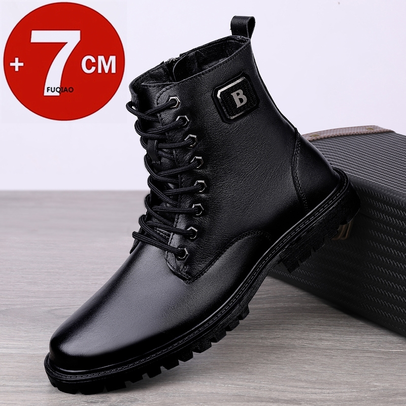 Men'S Shoes Hey Dude - 남성용 천연 가죽 키높이 부츠 겨울용