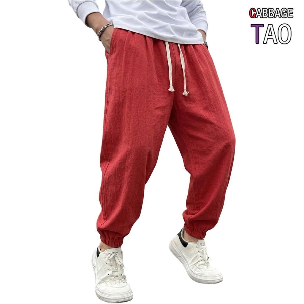 Men Shoes Joggers - 남성 코튼 린넨 하렘 팬츠, 솔리드