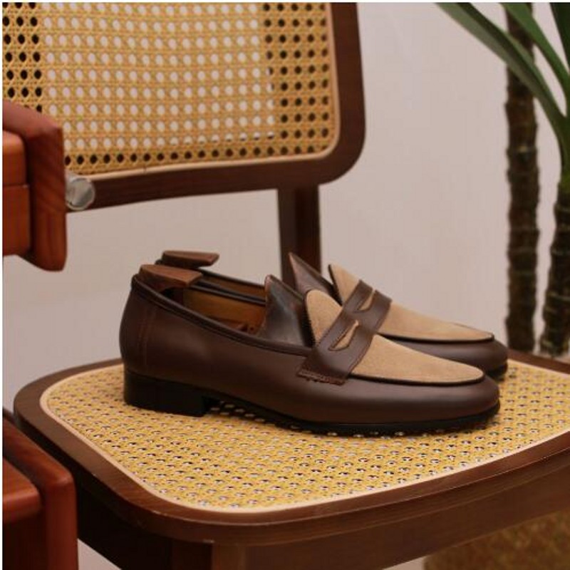 Boat Shoe Leather - 영국 스타일 남성 커피 로퍼 여름