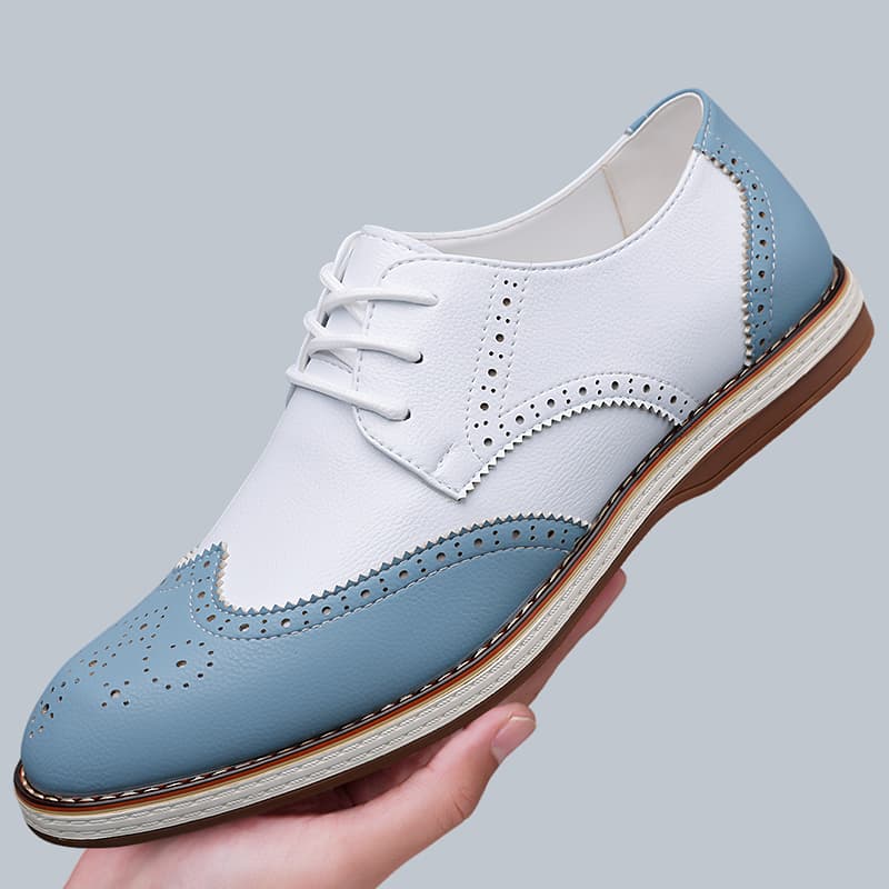 Men'S Shoes Brogues - 남성용 화이트 블루 투톤 브로그 옥스포드