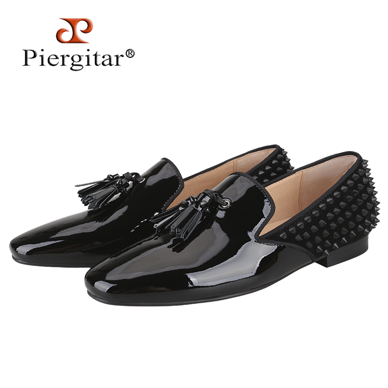 Men Shoes Red Tape - Piergitar 블랙 페이턴트 가죽 패치워크 스웨이드