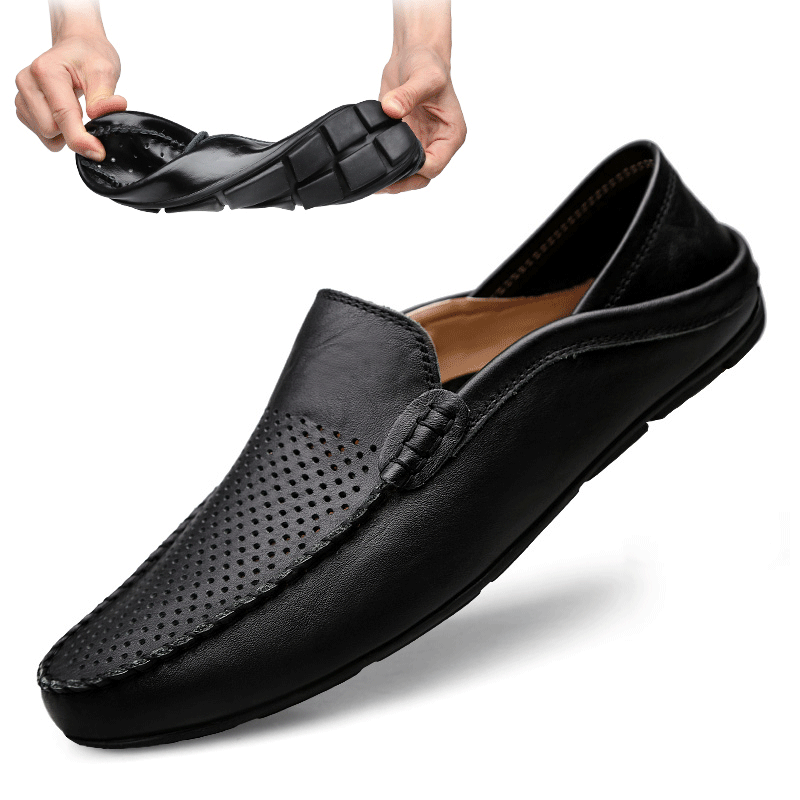 Boat Shoe Leather - 여름 남성 캐주얼 신발 가죽 모카신
