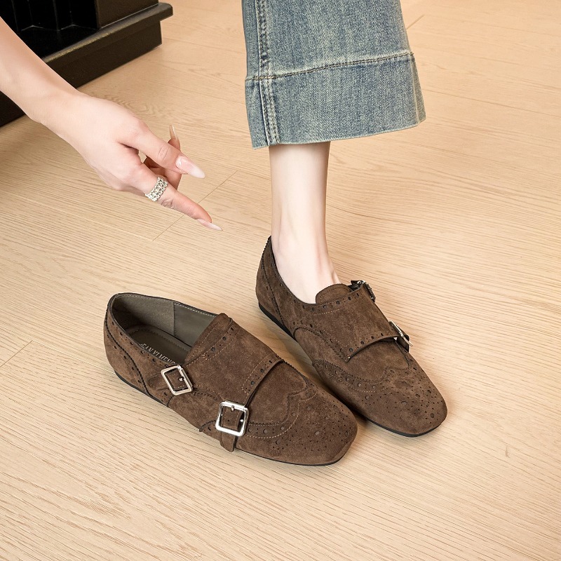 Monk Strap Shoe - 레트로 여성 신발 여성용 절묘한 영국