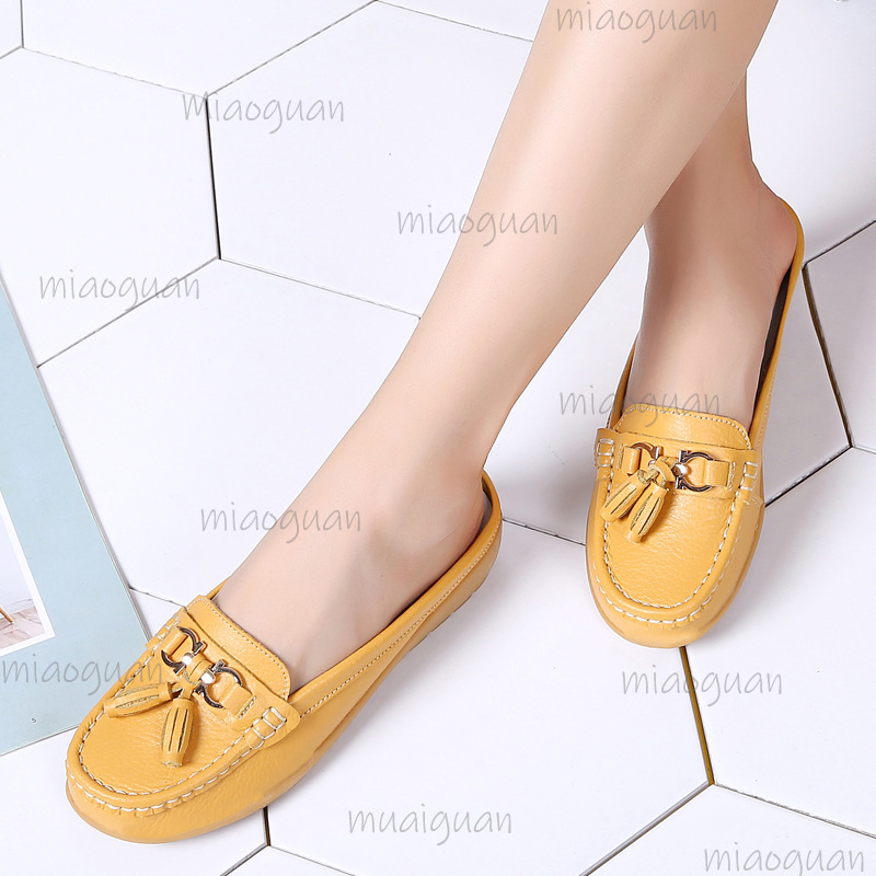 Boat Shoe Leather - 여성용 가죽 태슬 뮬 로퍼, 백리스