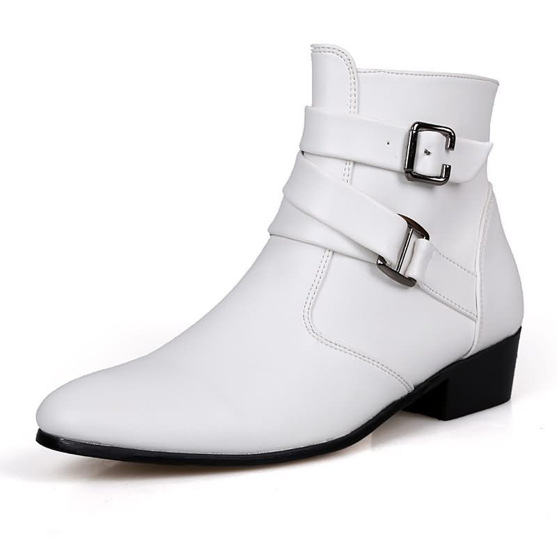 Men Shoes White Colour - 럭셔리 남성 부츠 가죽 첼시 부츠
