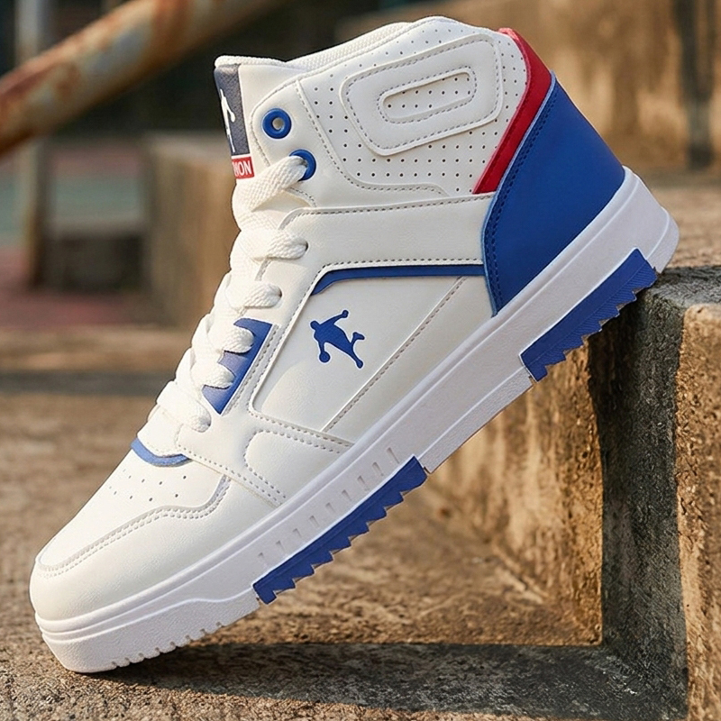 Men Shoes White Colour - 남성용 화이트 하이탑 컬러 블록 스니커즈,