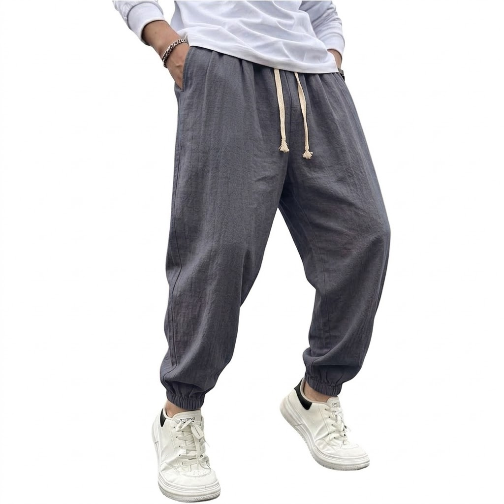 남성 코튼 린넨 하렘 팬츠, 솔리드 요가 조거 팬츠,  - Men Shoes Joggers 리뷰 및 가격