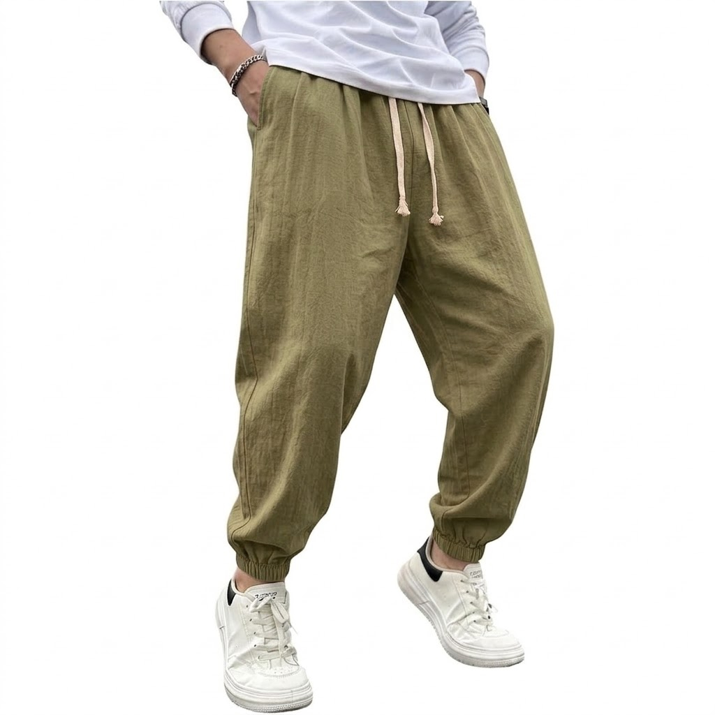 남성 코튼 린넨 하렘 팬츠, 솔리드 요가 조거 팬츠,  - Men Shoes Joggers 리뷰 및 가격