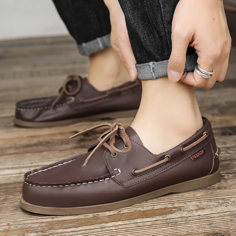 정품 가죽 로퍼 남성용 캐주얼 신발, 비즈니스 신발,  - Boat Shoe Leather 리뷰 및 가격
