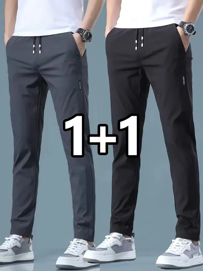 2026 2피스 남성 캐주얼 아이스 실크 팬츠 스트레치 - Men Shoes Joggers 리뷰 및 가격