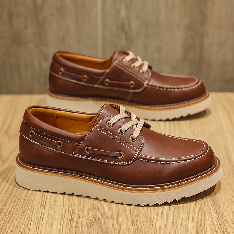 남성용 빈티지 2겹 소가죽 보트 슈즈 레이스업 두꺼운  - Boat Shoe Leather 리뷰 및 가격