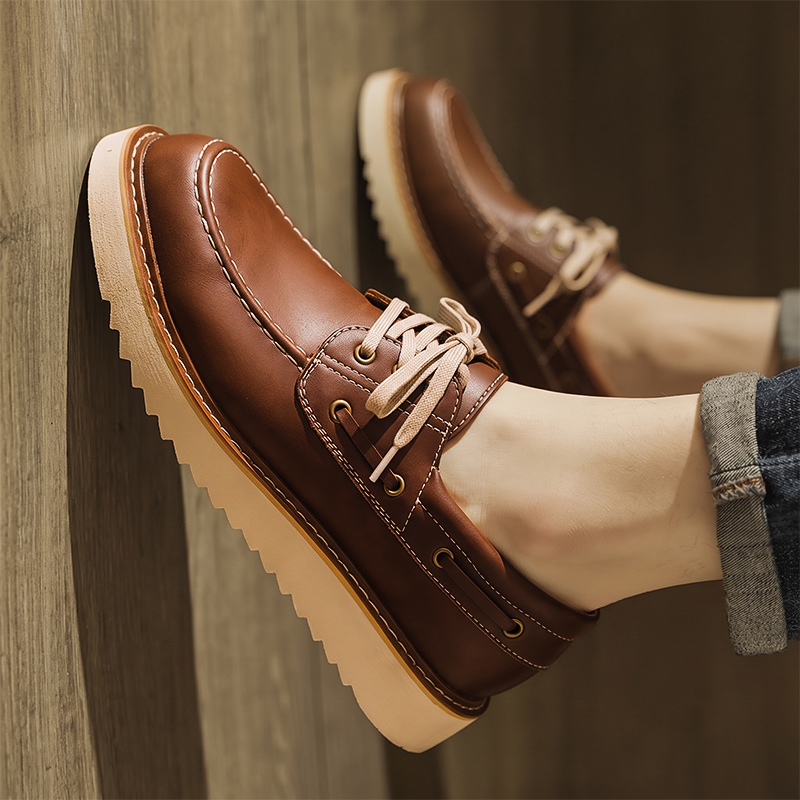 남성용 빈티지 2겹 소가죽 보트 슈즈 레이스업 두꺼운  - Boat Shoe Leather 리뷰 및 가격