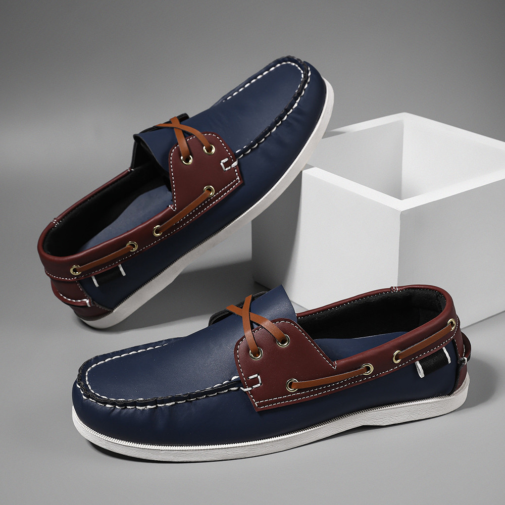 남성용 트렌디한 앞치마 발가락 로퍼 신발, 야외 산책  - Boat Shoe Leather 리뷰 및 가격