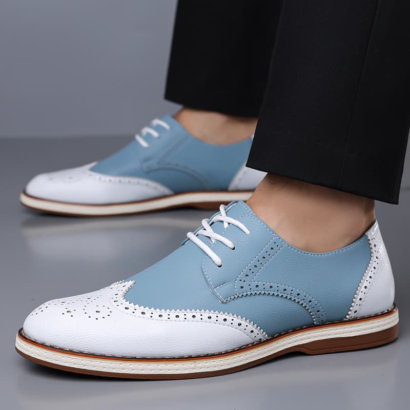 남성용 화이트 블루 투톤 브로그 옥스포드 슈즈 레이스업 - Men'S Shoes Brogues 리뷰 및 가격