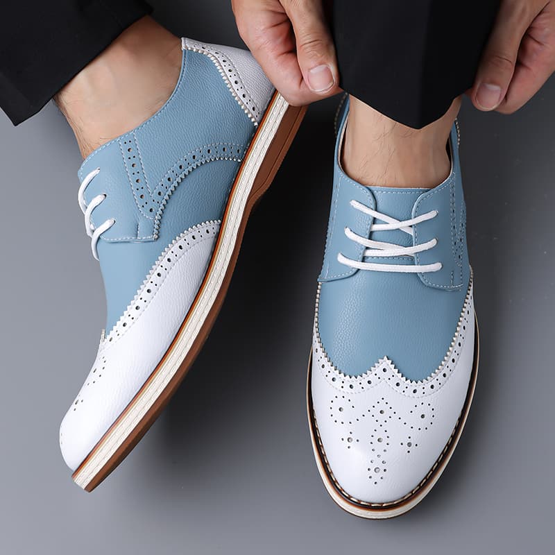 남성용 화이트 블루 투톤 브로그 옥스포드 슈즈 레이스업 - Men'S Shoes Brogues 리뷰 및 가격