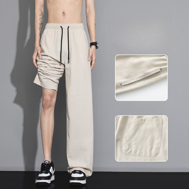 여름 얇은 아늑한 린넨 패브릭 바지 남성 탄성 허리 야 - Men Shoes Joggers 리뷰 및 가격