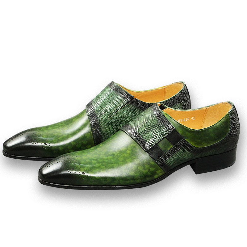 패션 로퍼 남성 신발 클래식 그린 컬러 브로그 슈즈 순 - Monk Strap Shoe 리뷰 및 가격
