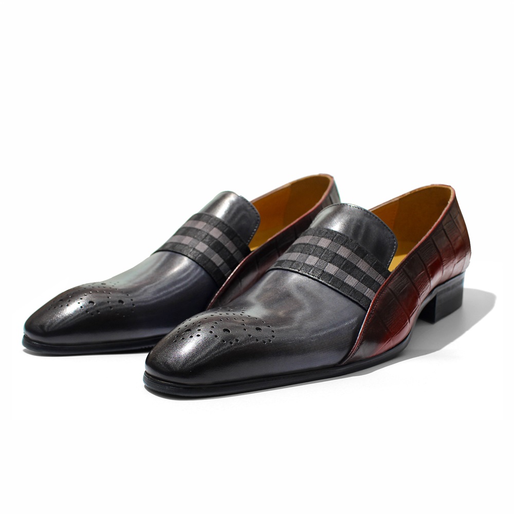 남성 패션 로퍼 소 가죽 그레이 레드 혼합 줄무늬 탄성 - Men Shoes Red Tape 리뷰 및 가격