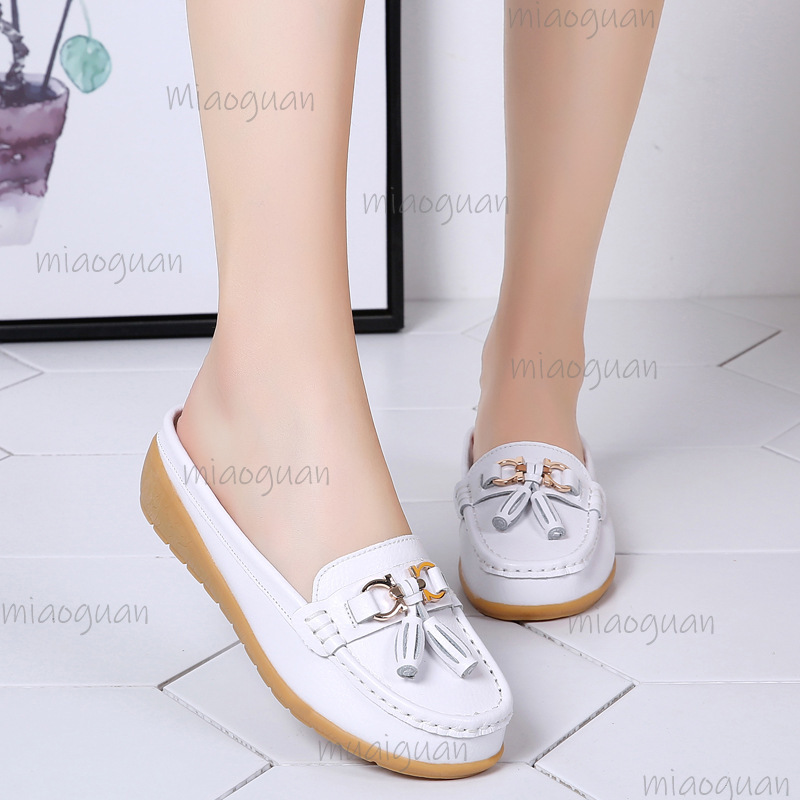 여성용 가죽 태슬 뮬 로퍼, 백리스 슬립온 웨지 플랫폼 - Boat Shoe Leather 리뷰 및 가격