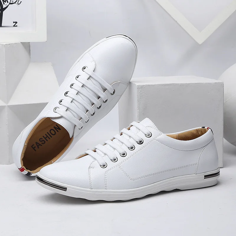 남성용 캐주얼 Size38-48 통기성 화이트 운동화  - Boat Shoe Leather 리뷰 및 가격