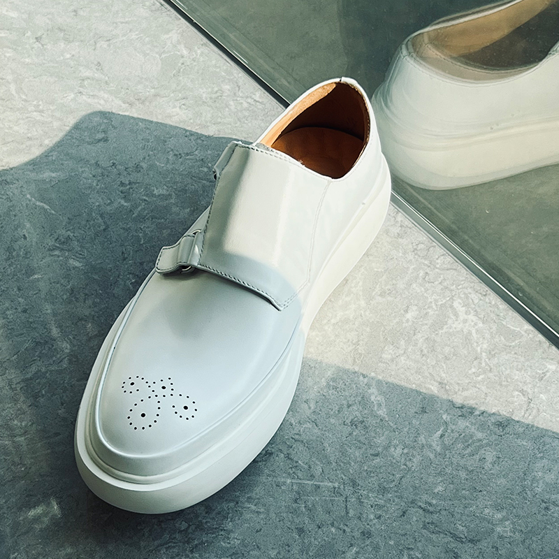 미니멀리스트 디자이너 화이트 가죽 몽크 스트랩 로퍼 남 - Monk Strap Shoe 리뷰 및 가격