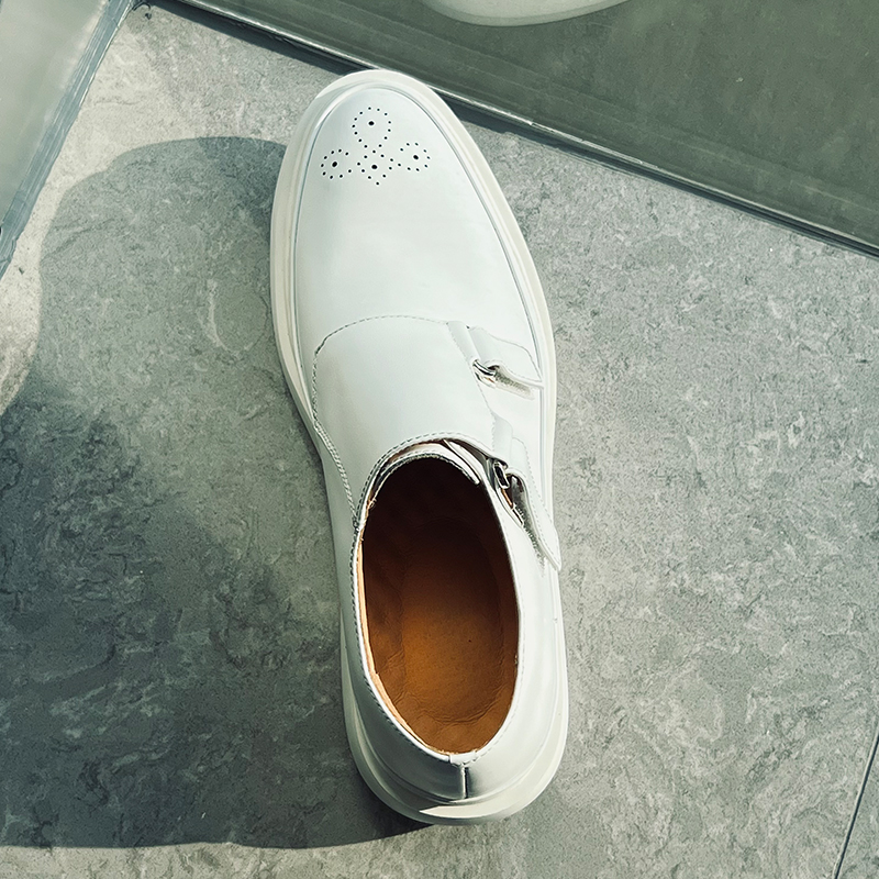 미니멀리스트 디자이너 화이트 가죽 몽크 스트랩 로퍼 남 - Monk Strap Shoe 리뷰 및 가격